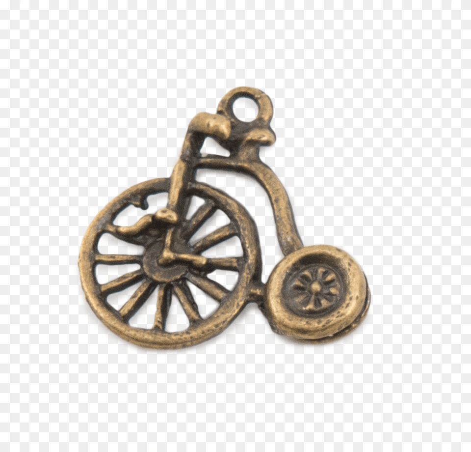 Brass Vintage Bicycle Charm Plane Real World Shapes, Accessories, Bronze, Earring, Jewelry Png Image