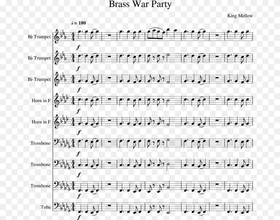 Brass War Party Sheet Music Composed By King Mellow Ussr National Anthem Sheet Music Trumpet, Gray Png Image