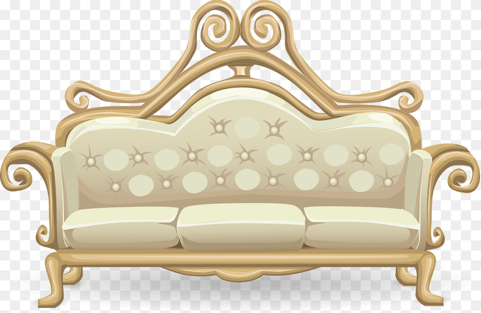 Brass White Sofa Clipart, Couch, Furniture, Crib, Infant Bed Png