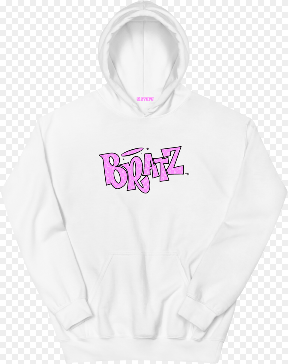 Bratz X Gucci Hoodie White Hoodie With Blue Butterfly, Clothing, Hood, Knitwear, Sweater Png