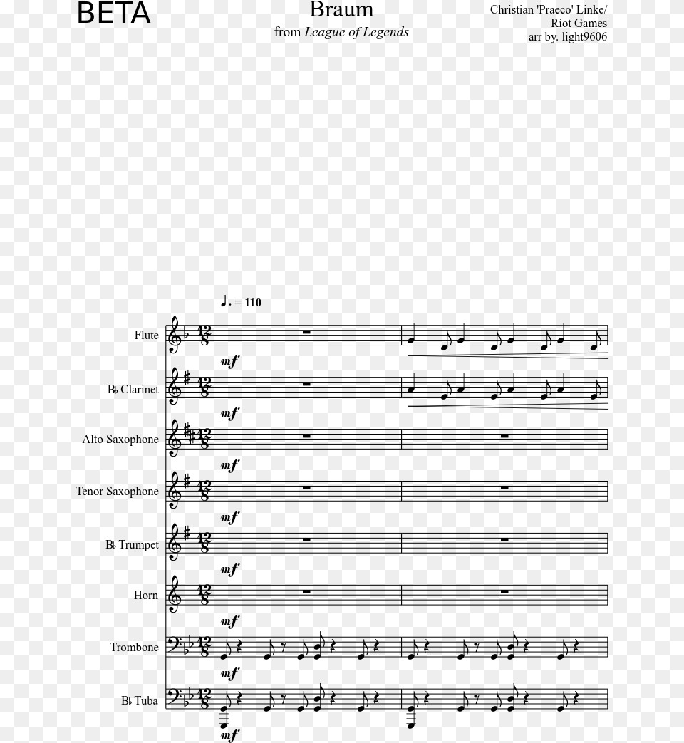 Braum Sheet Music Composed By Christian 39praeco39 Linke Funeral Of Queen Mary Clockwork Orange Sheet Music, Gray Free Png