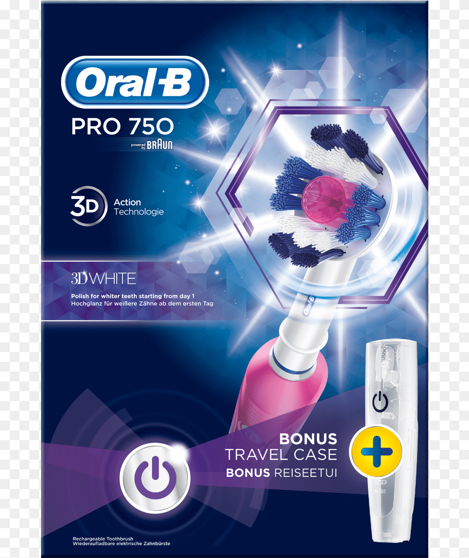 Braun Oral B Pro 750 Pink, Advertisement, Poster, Brush, Device Free Png Download
