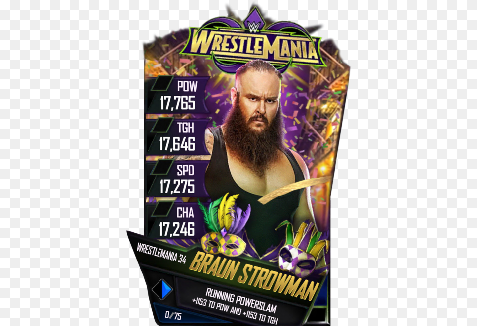 Braunstrowman S4 19 Wrestlemania34 Wwe Supercard Wrestlemania 34 Cards, Advertisement, Adult, Male, Man Png