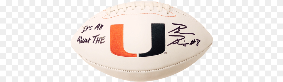 Braxton Berrios Autographed Miami Hurricanes Logo Football Mini Rugby, Ball, Rugby Ball, Sport Free Png