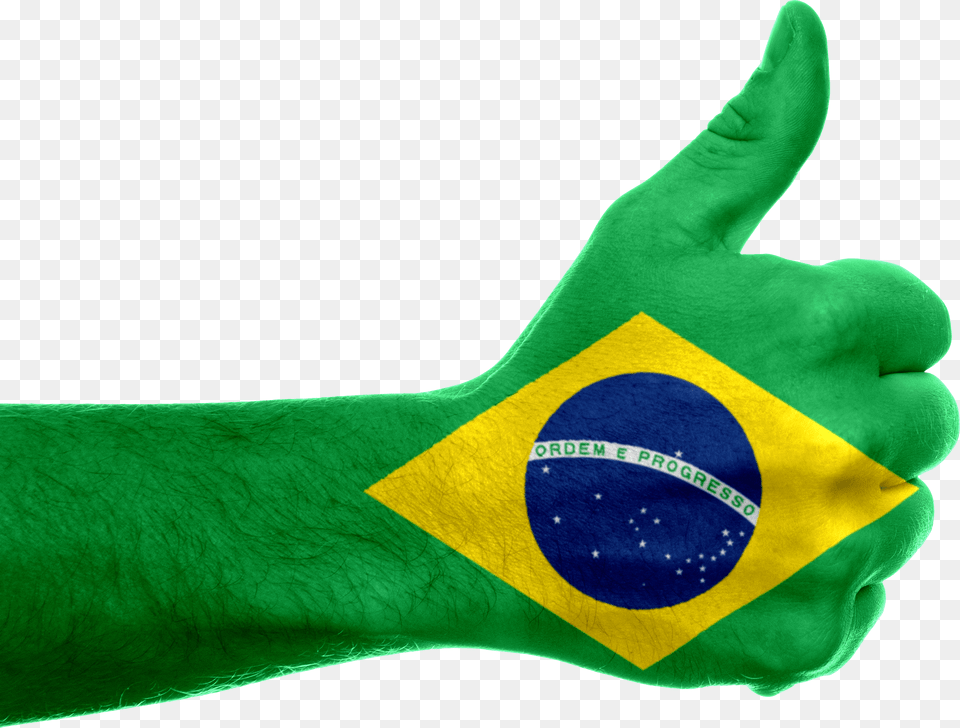 Brazil Flag Hand, Clothing, Glove, Body Part, Person Png Image