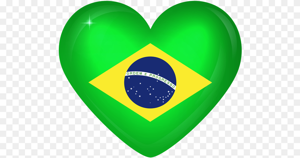 Brazil Flag Heart, Balloon, Disk Png