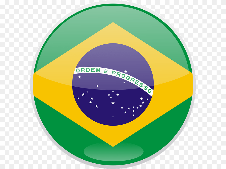 Brazil Flag Round Button Glossy Flag Of Brazil, Logo, Sphere, Badge, Symbol Free Png