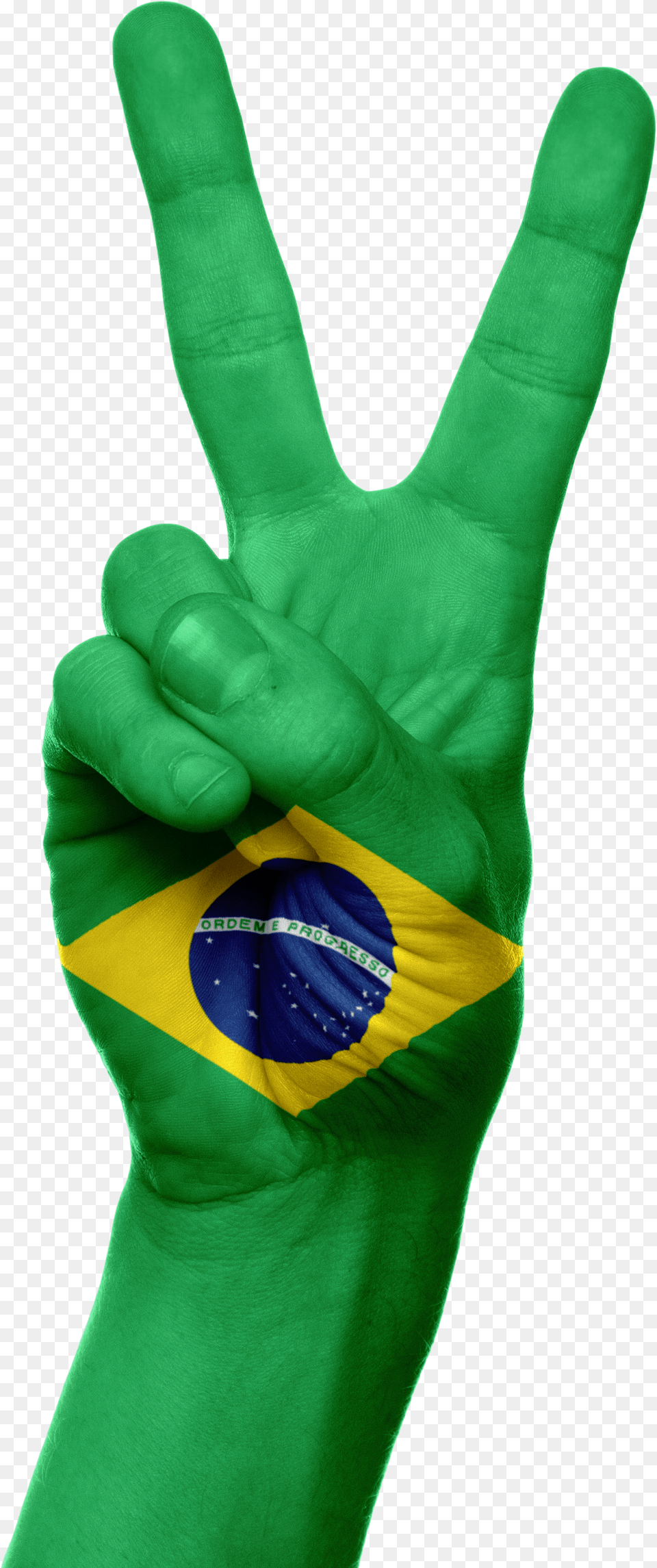 Brazil Flag Victory Sign Brazil Flag Hand, Body Part, Clothing, Finger, Glove Free Png Download