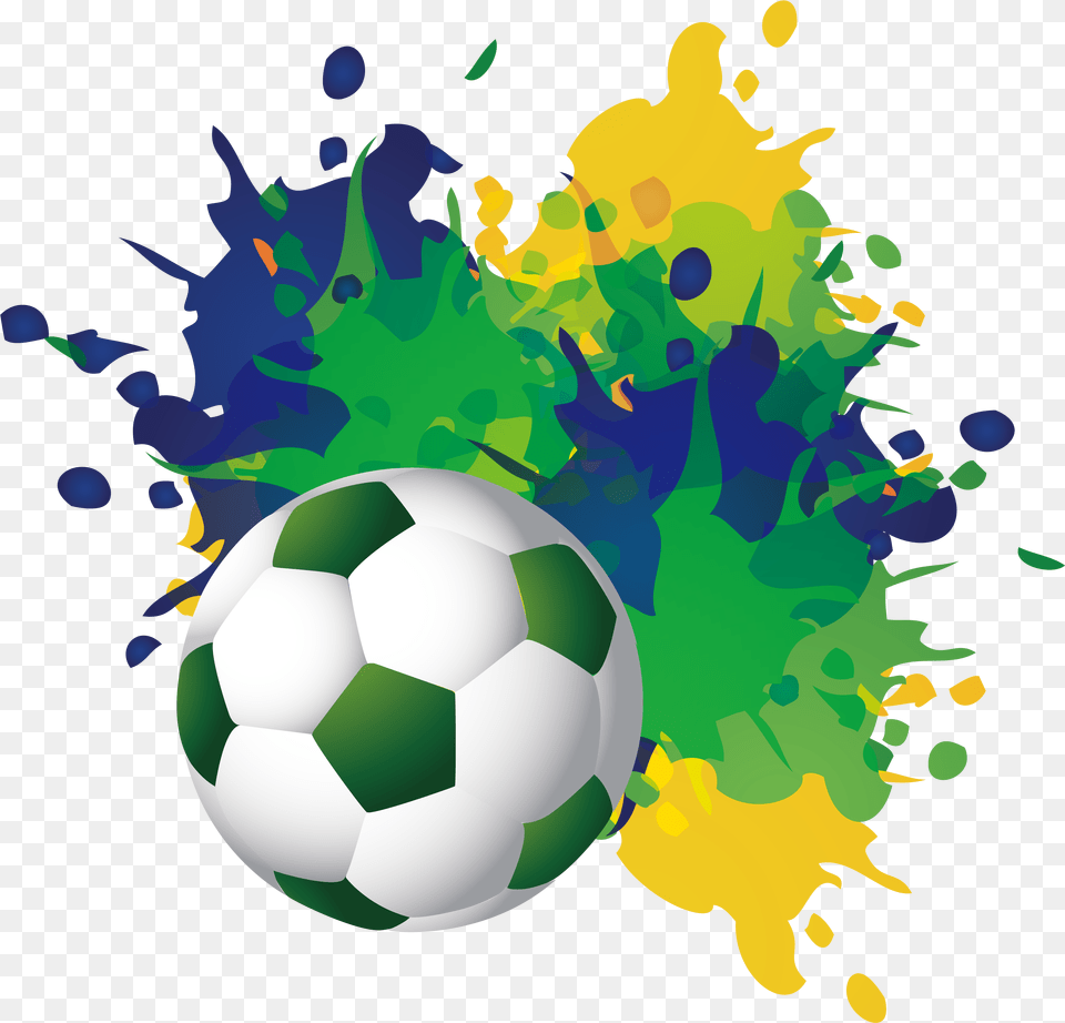 Brazil Football Jersey Pitch Cool Soccer Ball With White Background, Soccer Ball, Sport, Sphere, Art Free Transparent Png