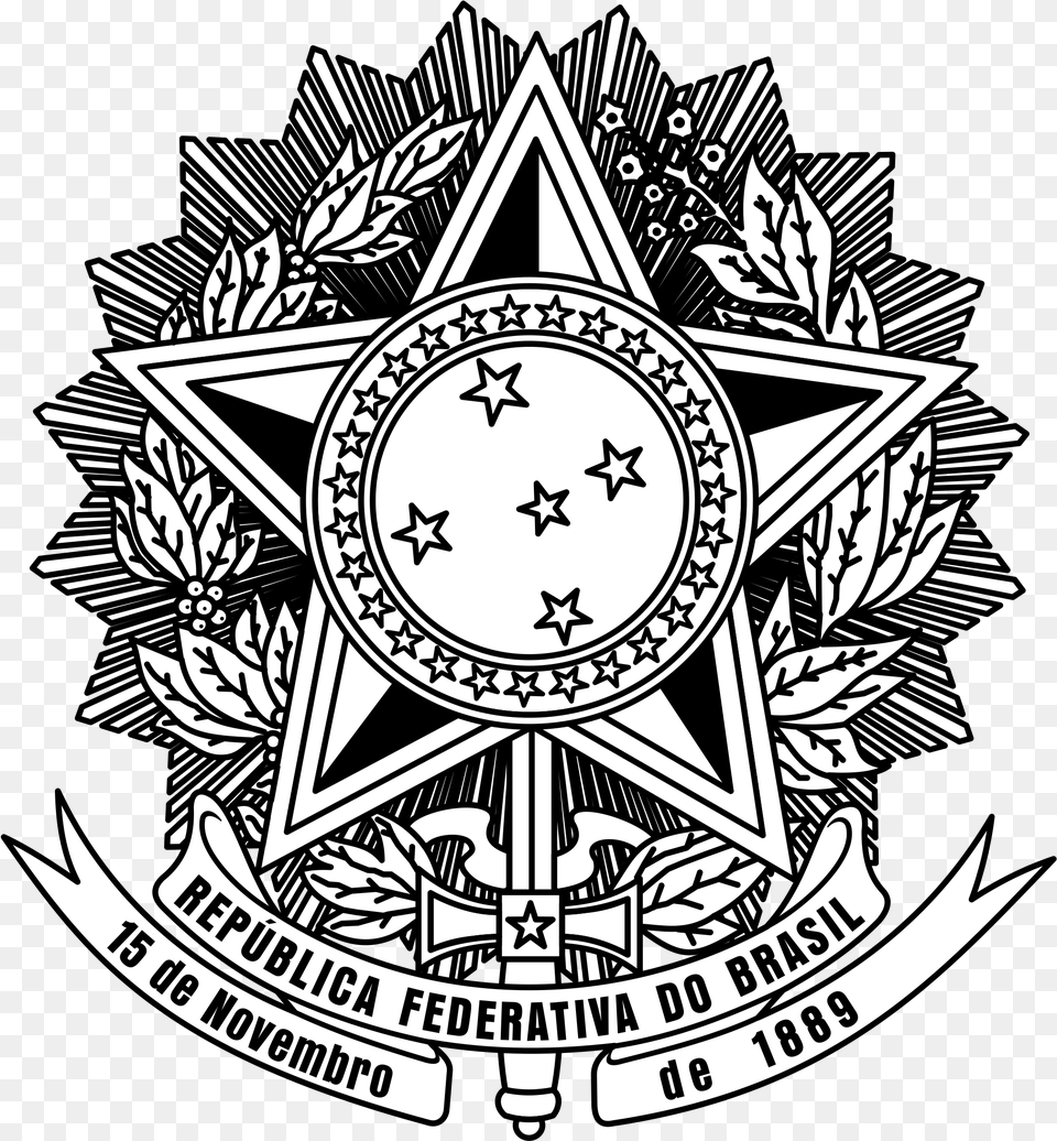 Brazil Logo Braso Republica Federativa Do Brasil, Emblem, Symbol, Badge, Machine Free Png