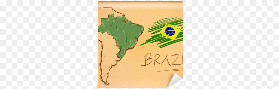 Brazil Map And National Flag Vector Wall Mural Pixers Mapy Brazylii, Chart, Plot, Atlas, Diagram Png Image