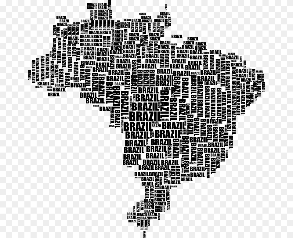 Brazil Map Typography Black Illustration, Gray Png