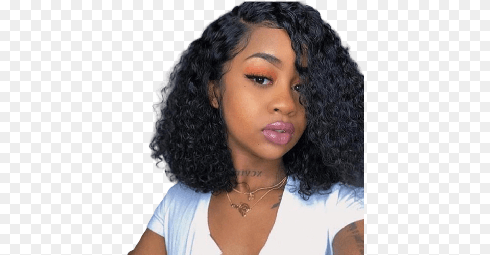 Brazilian Deep Wave 360 Lace Wig 12 Inch Curly Wig, Body Part, Face, Head, Person Png