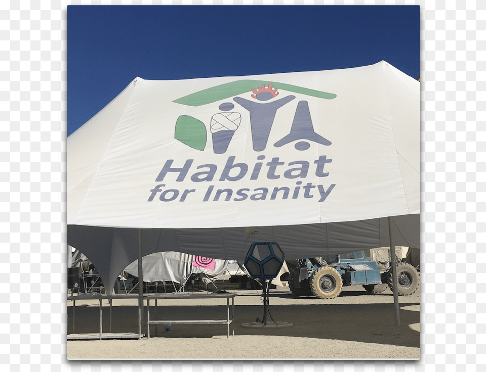 Brc 19 Habitat For Insanity Banner, Tent, Wheel, Machine, Text Free Png