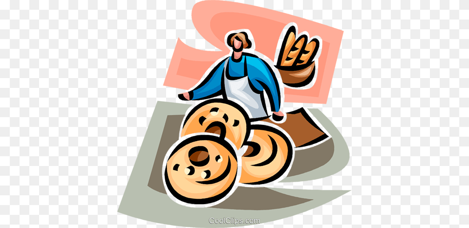 Bread Bagel Baker Royalty Vector Clip Art Illustration, Food, Bulldozer, Machine, Person Free Png Download