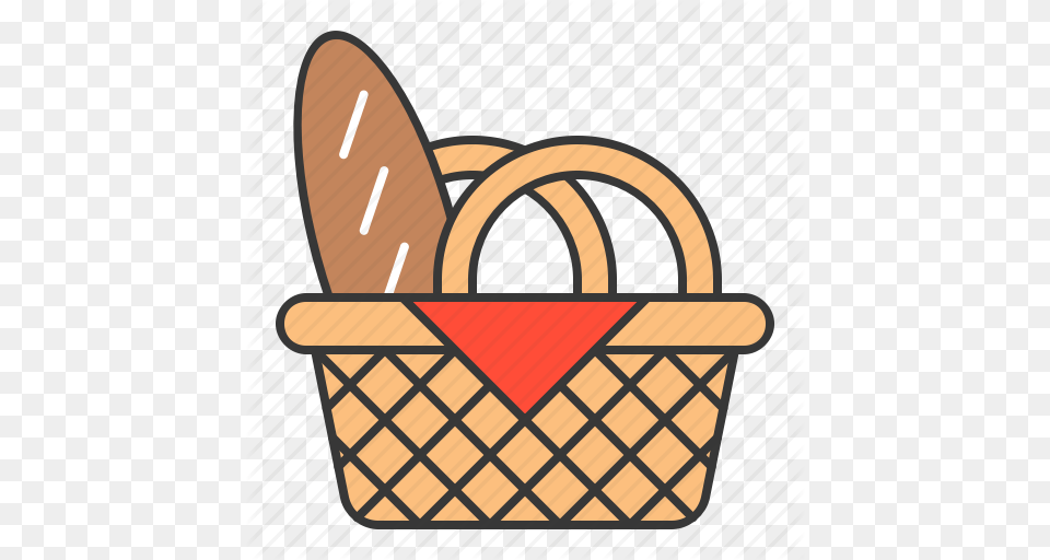 Bread Food Food Basket Picnic Basket Icon, Shopping Basket Free Transparent Png