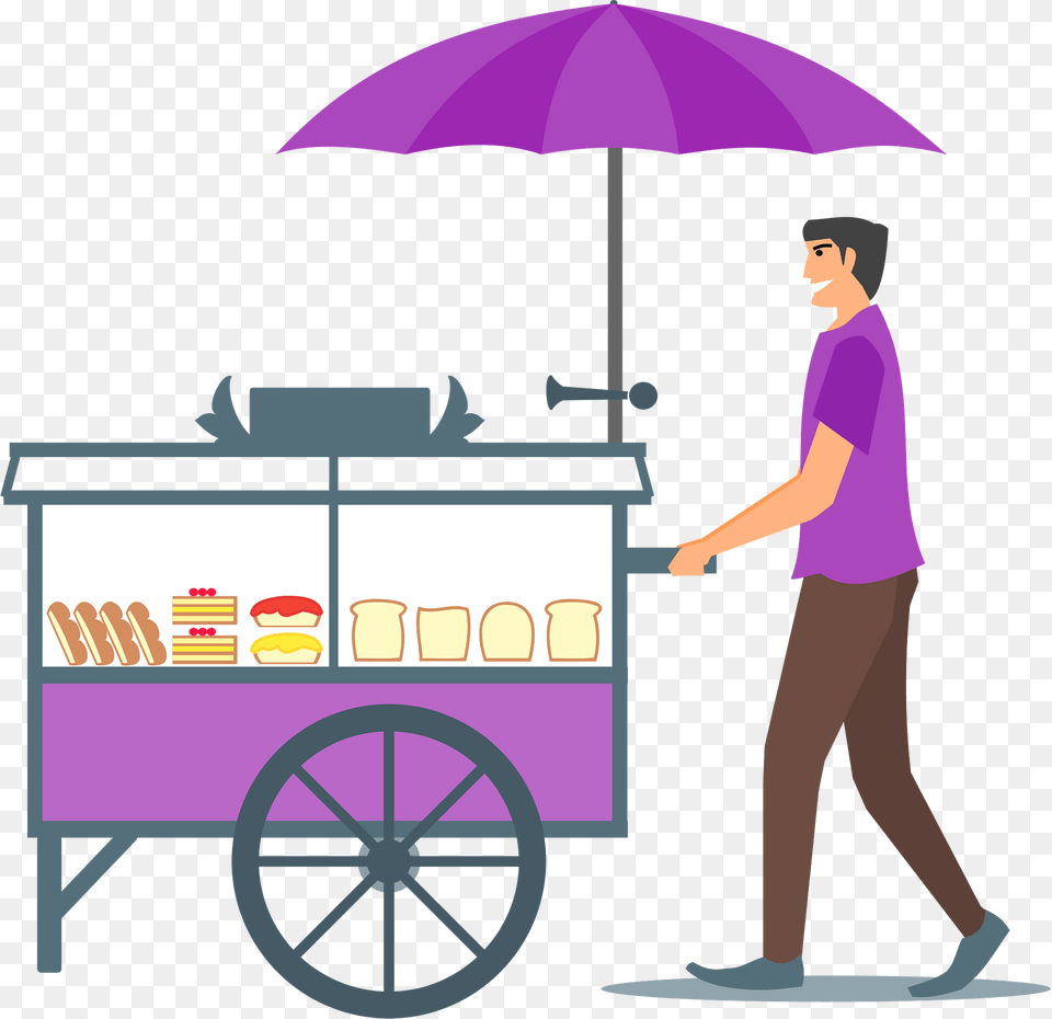 Bread Seller Cart Clipart, Adult, Person, Man, Male Png