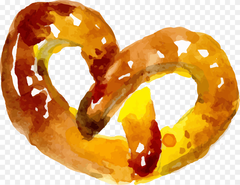 Bread Watercolor Painting Pretzel Watercolor Pretzel, Food Png Image