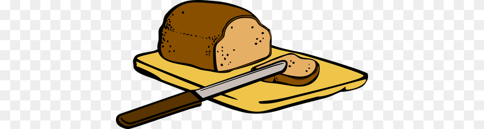 Bread With Knife On Cutting Board, Food Png Image