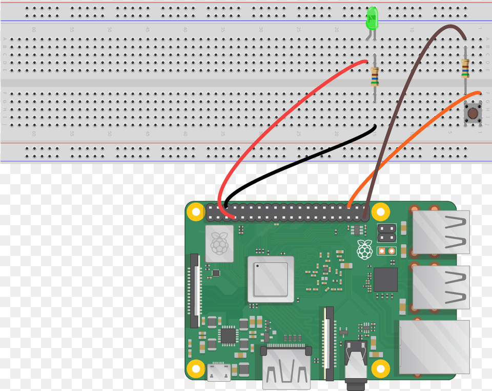 Breadboard And Raspi Raspberry Pi Connection, Electronics, Hardware, Printed Circuit Board Png Image