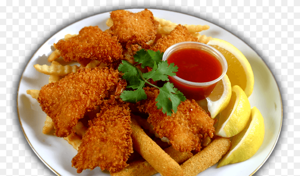 Breaded Shrimp Chicken Nugget, Food, Fried Chicken, Food Presentation, Ketchup Png Image