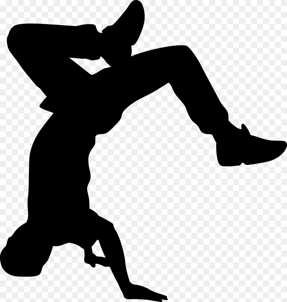 Breakdance Silhouette, Gray Png