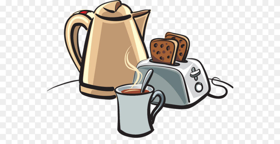Breakfast Clipart Cereal Toast Tea And Toast Cartoon, Cup, Device, Electrical Device, Appliance Free Png