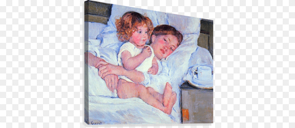 Breakfast In Bed By Cassatt Canvas Print Wall Decal Mother And Baby, Art, Portrait, Photography, Person Png Image