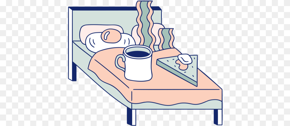 Breakfast In Bed Cartoon, Furniture, Beverage, Coffee, Coffee Cup Free Png Download