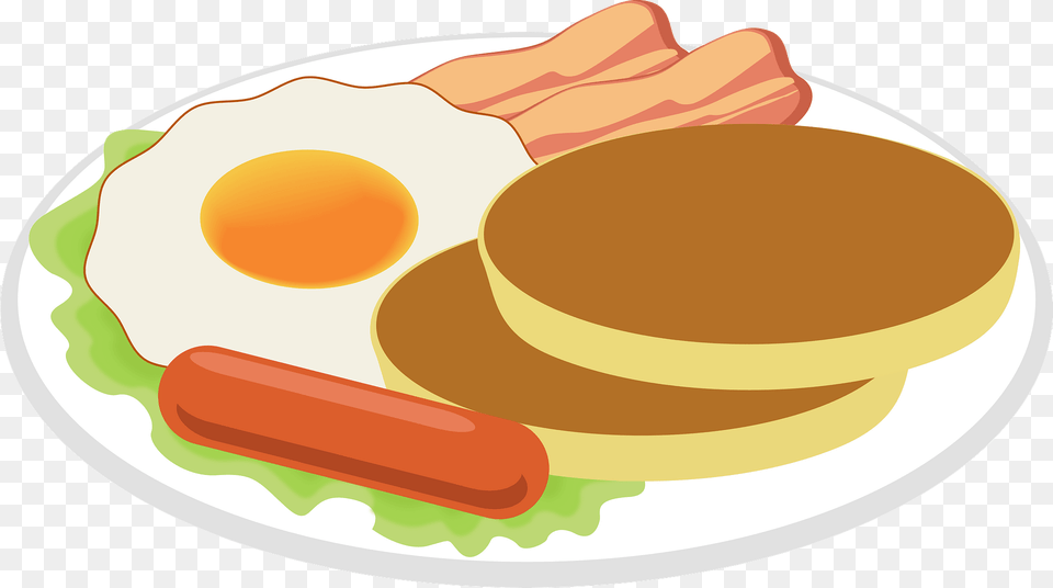 Breakfast Of Pancakes Fried Egg Sausage Bacon Clipart, Food, Bread Png