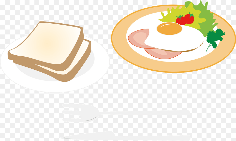 Breakfast Of Toast Ham Eggs Clipart, Cutlery, Food, Fork, Lunch Free Png Download