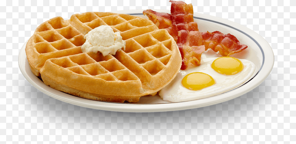 Breakfast Plate Waffles Bacon And Eggs, Brunch, Food, Waffle, Egg Png
