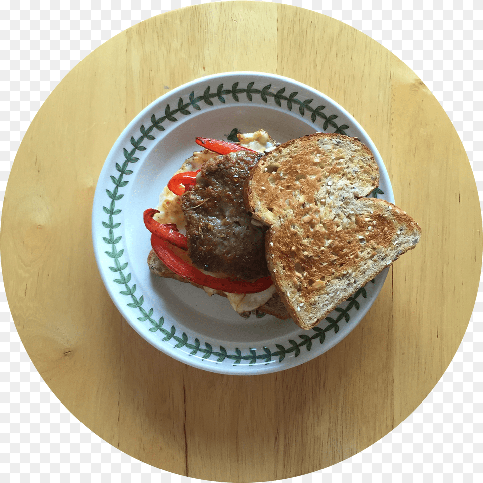 Breakfast Sausage Sandwich Toast, Plate, Bread, Food, Food Presentation Png