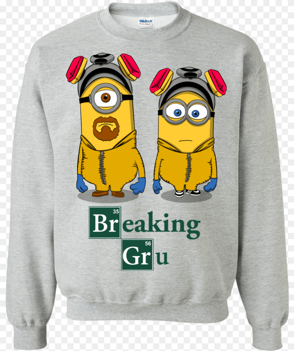 Breaking Gru Crewneck Sweatshirt Sweater, Clothing, Hoodie, Knitwear, Sleeve Png