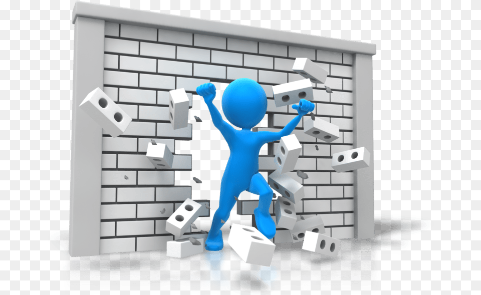 Breaking Through Your Brick Walls By The Use Of A Habits Person Breaking Through Wall, Robot, Toy Free Transparent Png