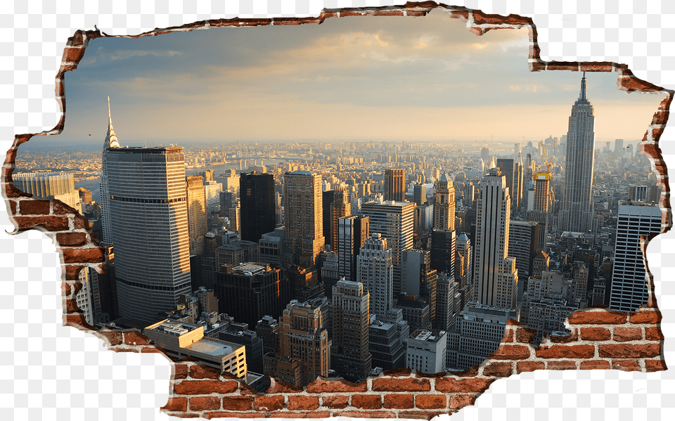 Breaking Wall New York City Skyline View From Empire State Building 86th Floor, Metropolis, Urban, Architecture, Tower Png