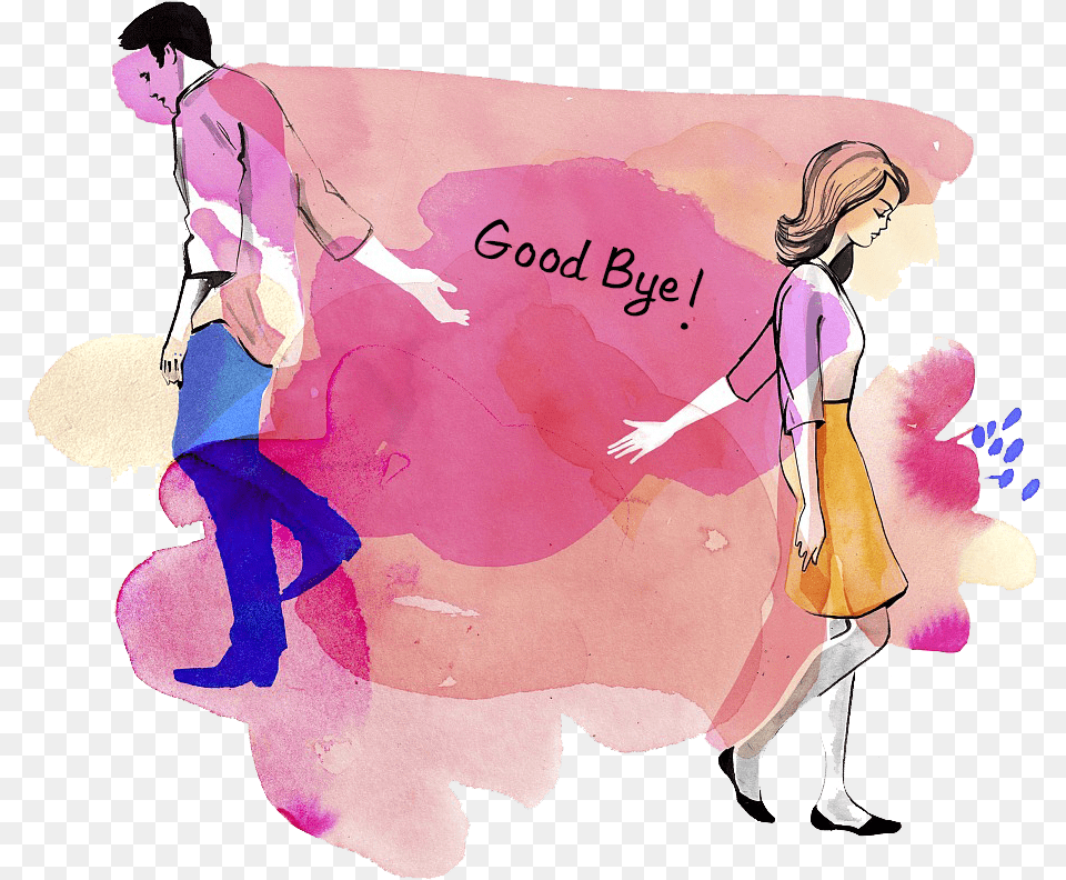 Breakup Watercolor Painting Illustration Break Up Illustration, Adult, Female, Person, Woman Png