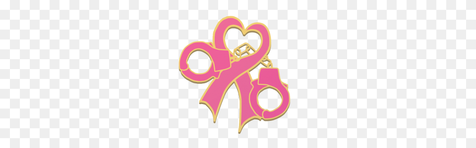 Breast Cancer Awareness Handcuff Lapel Pin, Symbol, Logo, Alphabet, Ampersand Png