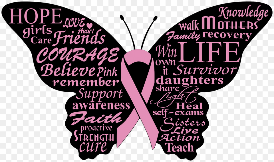 Breast Cancer Butterfly 2012 Final 740k Breast Cancer Butterfly, Text Free Png Download