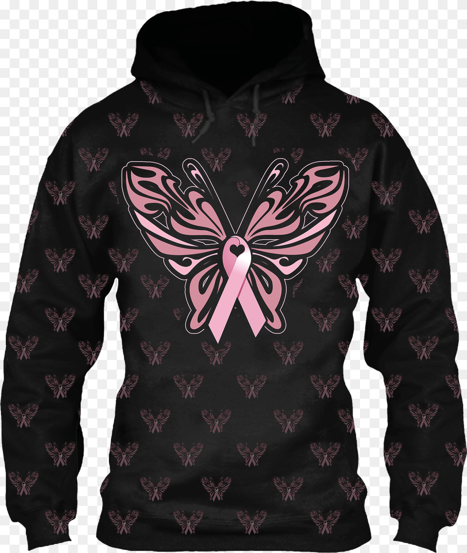 Breast Cancer Butterfly Hoodie, Clothing, Sweater, Knitwear, Sweatshirt Free Png Download