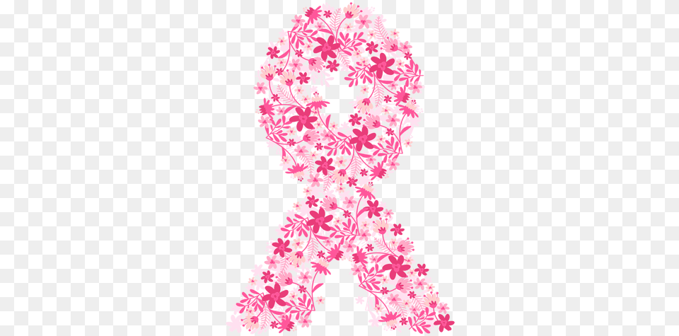 Breast Cancer Flowers Ribbon Breast Cancer Flower Ribbon, Clothing, Scarf, Adult, Bride Png