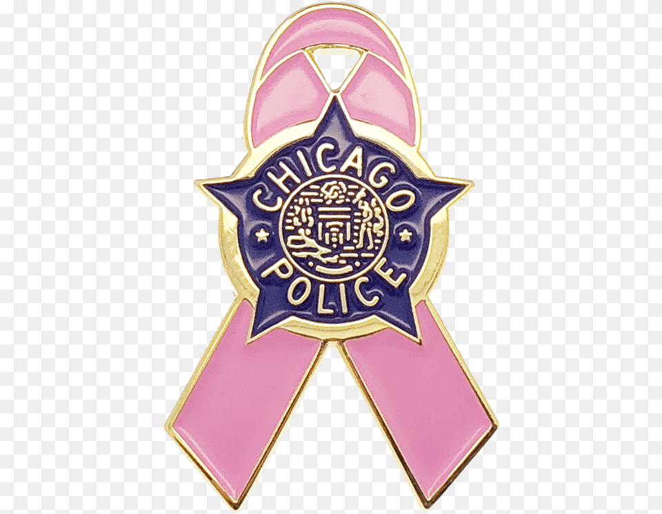 Breast Cancer Ribbon Lapel Pin Chicago Police Girly, Badge, Logo, Symbol, Person Free Png