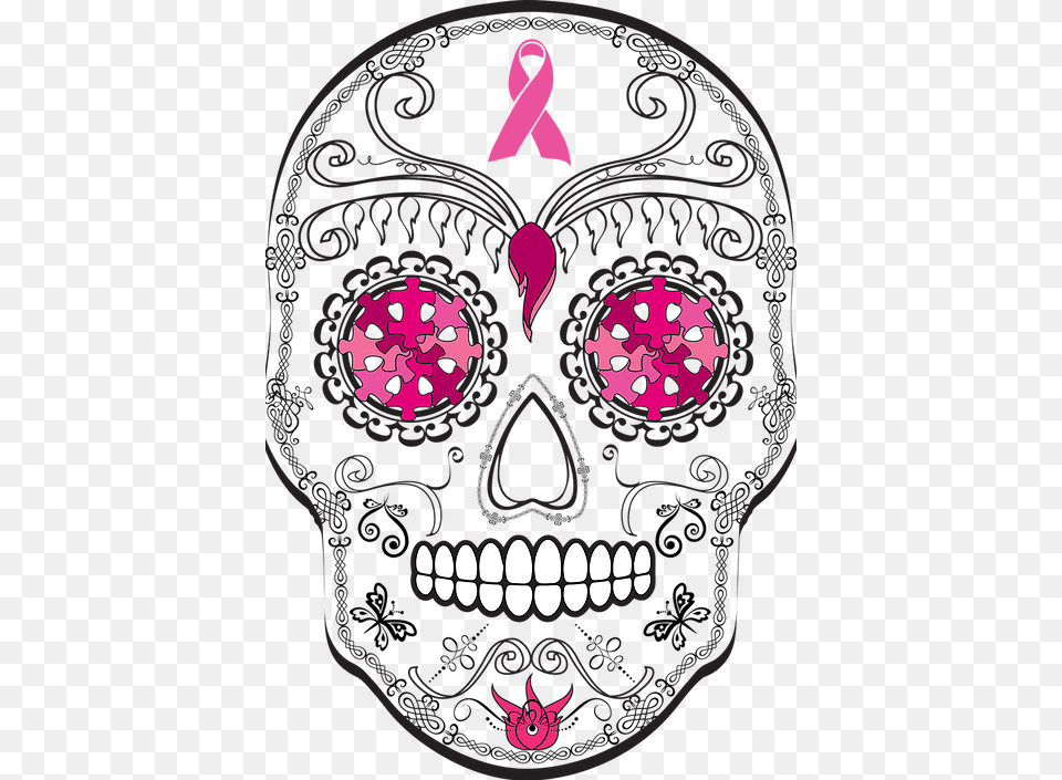 Breast Cancer Sugar Skull, Purple, Baby, Person, Head Free Transparent Png