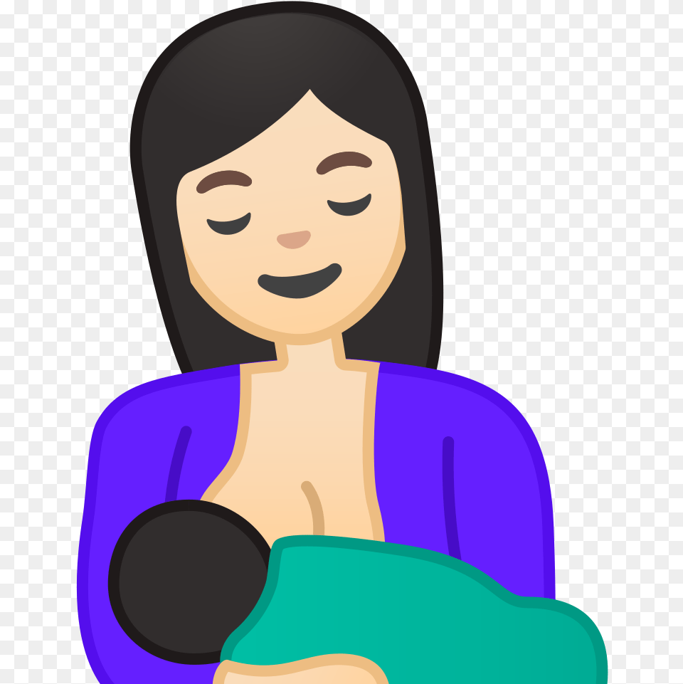 Breast Feeding Light Skin Tone Icon Breastfeeding Emoji Android, Adult, Person, Woman, Female Png