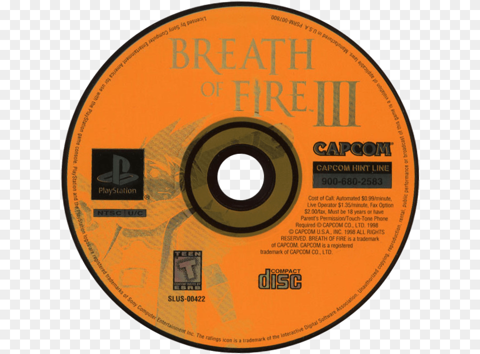 Breath Of Fire 3 Disc Image Breath Of Fire Iii Disc, Disk, Dvd Free Png