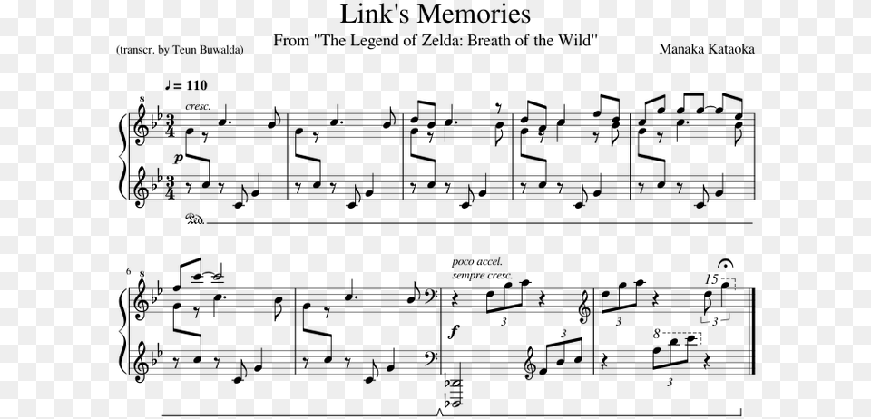 Breath Of The Wild Link Memories Piano, Gray Free Png Download