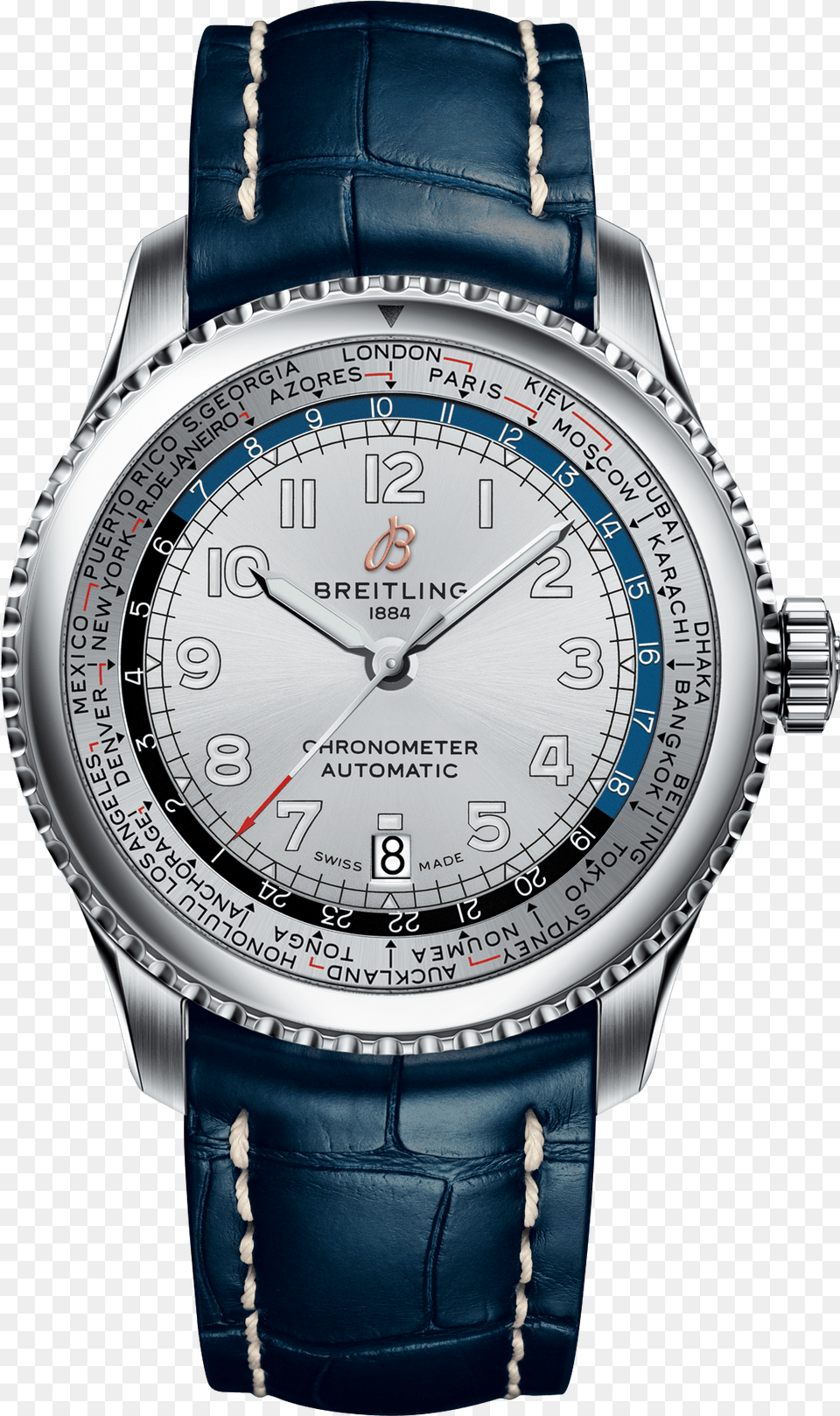 Breitling Watch Navitimer 8 B35 Unitime 43 Blue Croco, Arm, Body Part, Person, Wristwatch Free Png Download