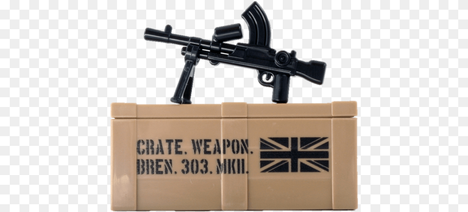Bren Gun And Printed Crate, Machine Gun, Weapon, Firearm, Rifle Free Png Download