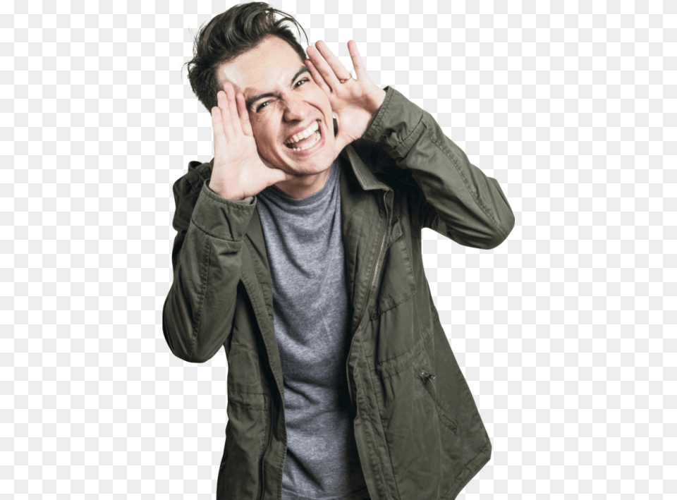 Brendon Urie Transparent Brendon Urie Panic At The Disco, Clothing, Person, Jacket, Head Png Image