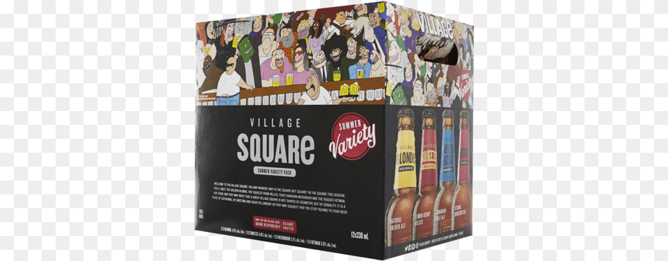 Bret Hart39s Illustrations Featured On Village Square Lager, Alcohol, Beer, Beverage, Adult Png Image